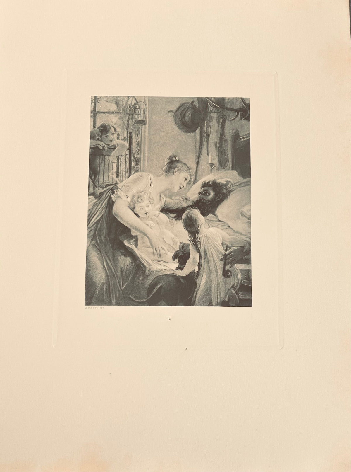 Max Pirner - In The Family Antique Print | Démon Láska, Prague 1893 - V Rodine Plate IX