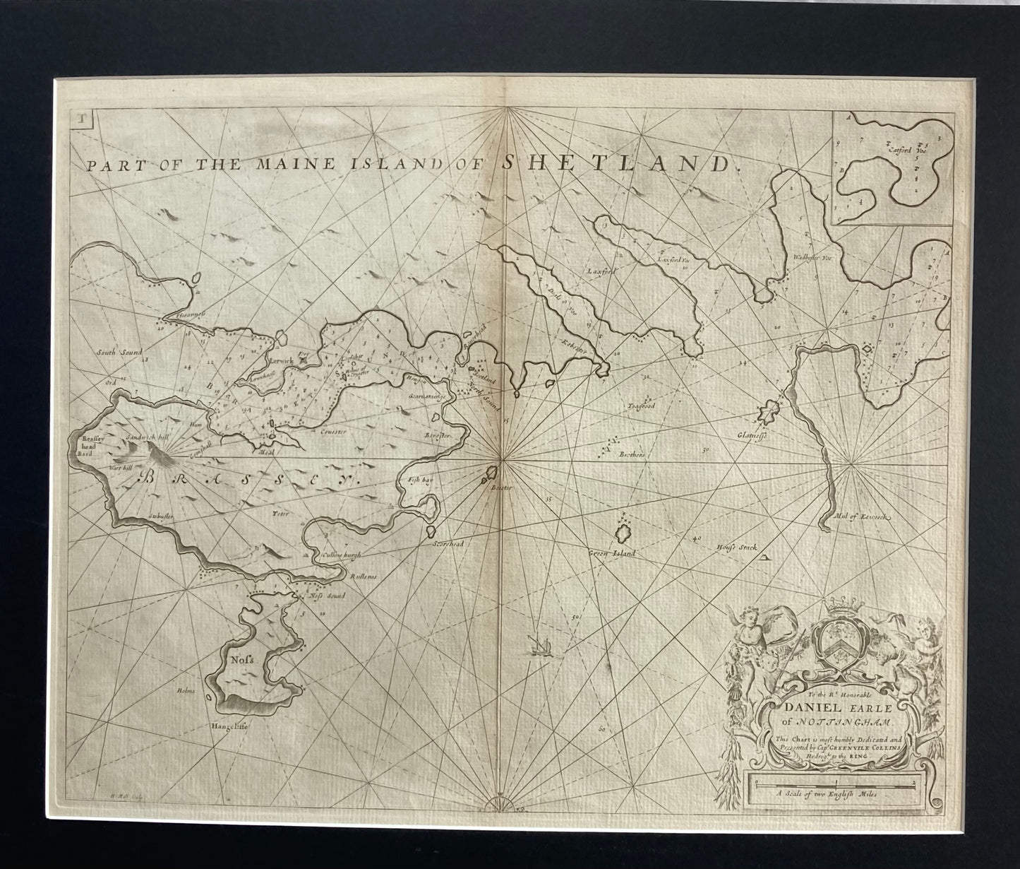 Antique Sea Chart – Shetland Isles by Greenville Collins (published 1693–1764)
