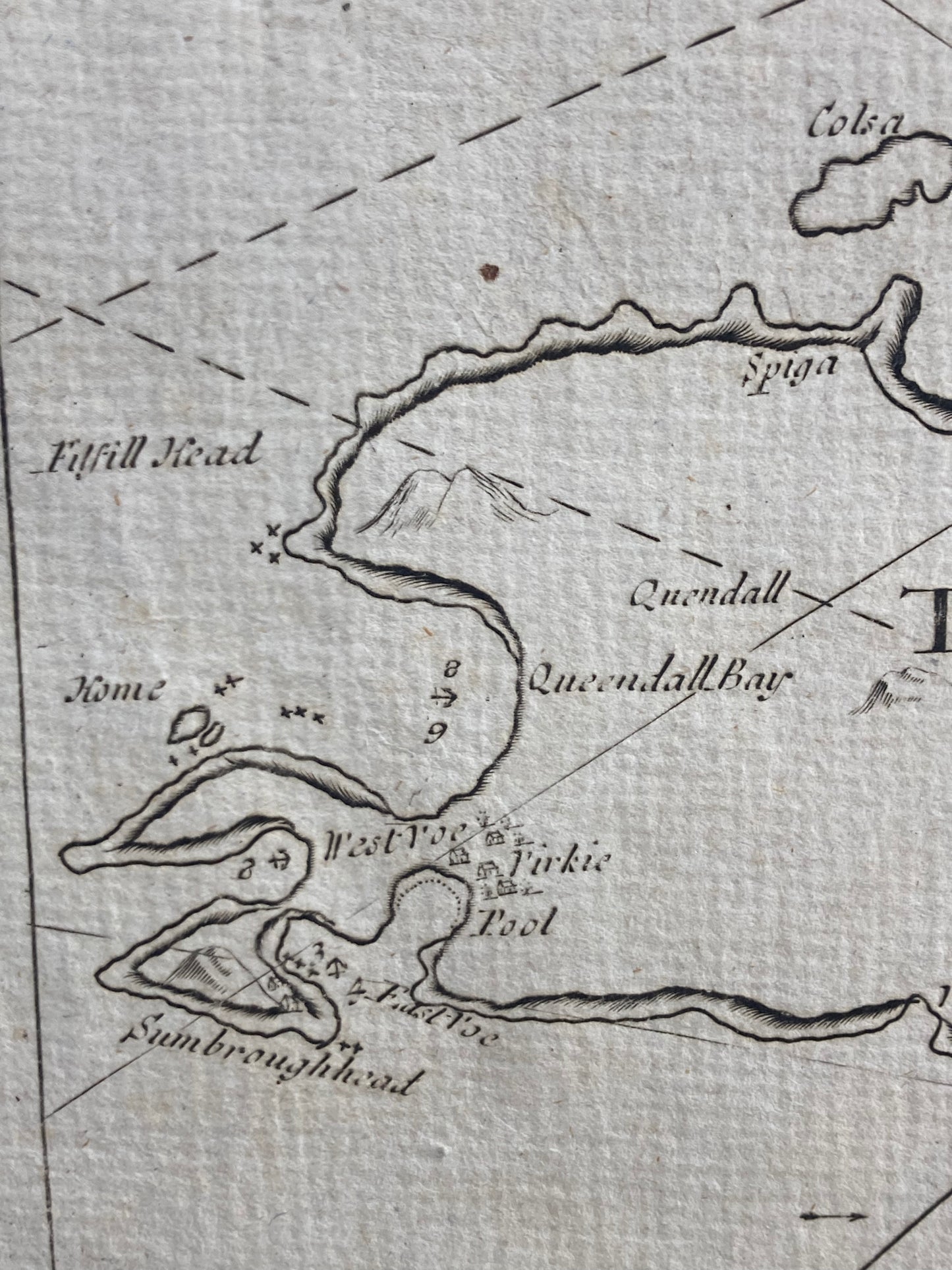 Antique Sea Chart – Shetland Isles (South) by Greenville Collins (published 1693–1764)