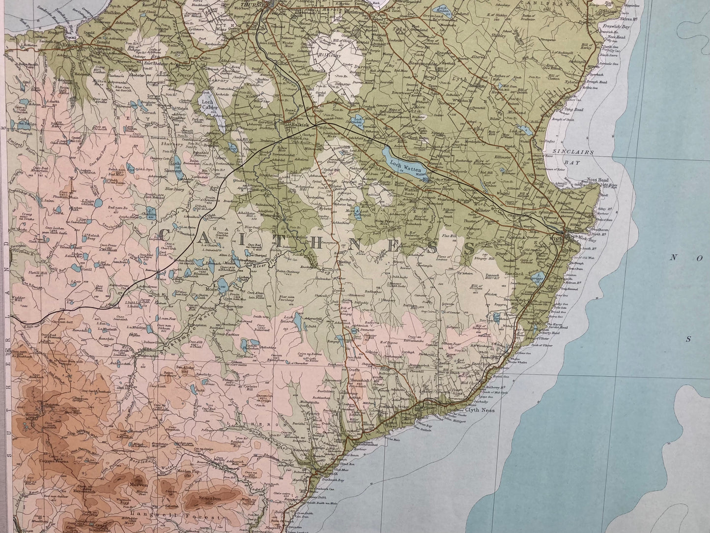 Thurso / Wick , Scotland Map, circa 1912