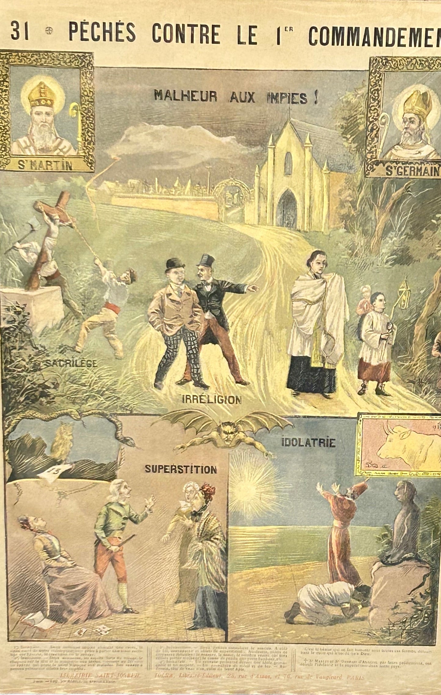 French Religious Catechism Print – "Peaches Contre Le I Commandment"\ "Temptation of the First Commandment" No 31