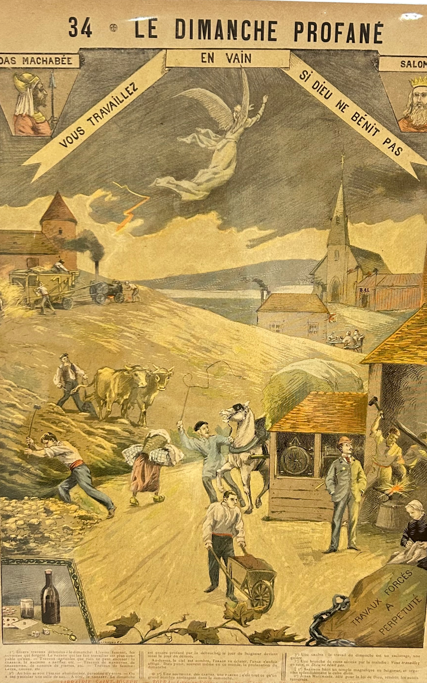 French Religious Catechism Print – "Le Dimanche Profane" No 34