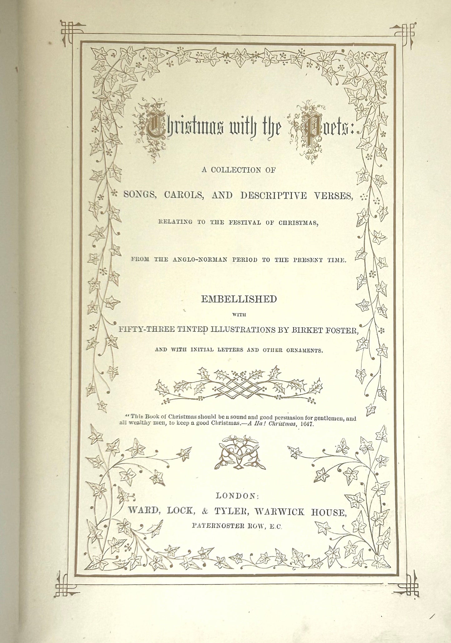 Christmas With the Poets Antique Book 1872