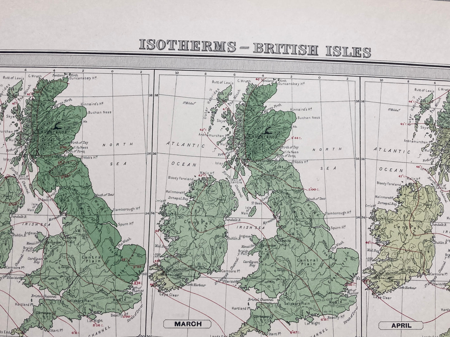 Antique Meteorological Map - British Isles – Vintage Weather Chart, 19th Century