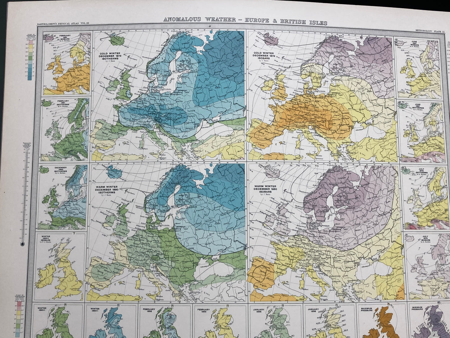 Antique Meteorological Map - ANOMALOUS WEATHER – Vintage Weather Chart, 19th Century