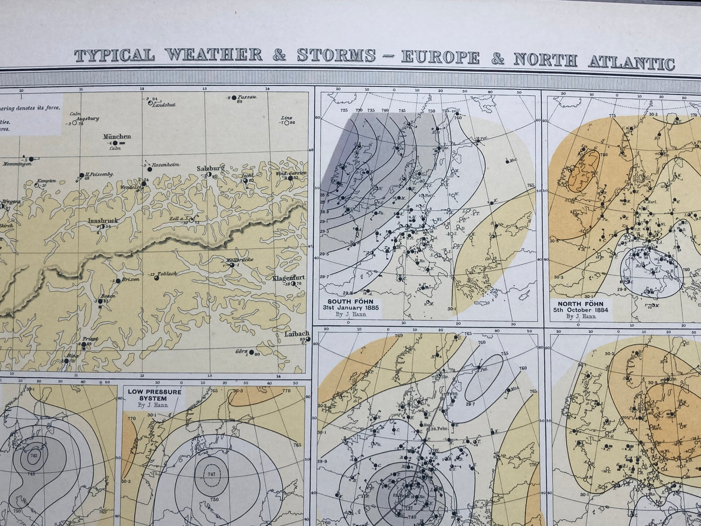 Antique Meteorological Map - Weather & STORMS – Vintage Weather Chart, 19th Century