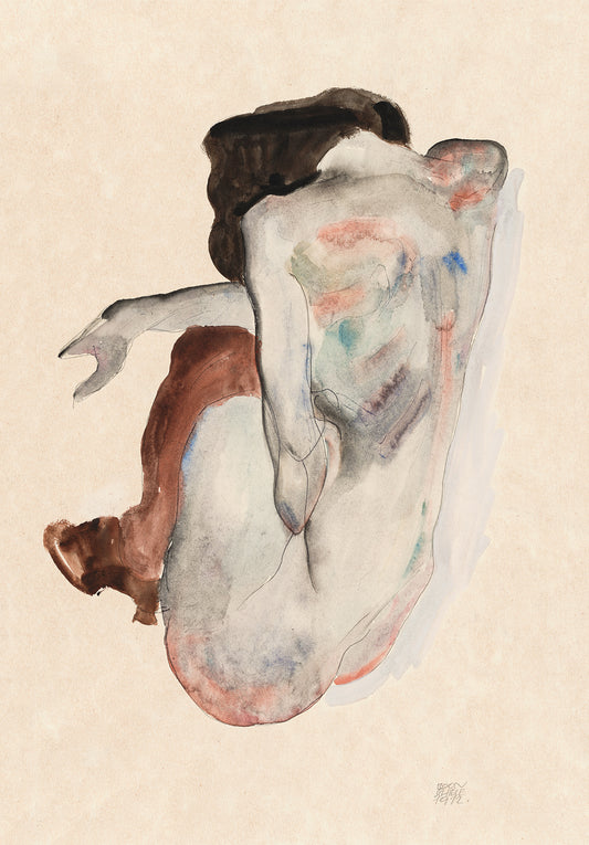 Naked Female Back View Wall Art Print Egon Schiele