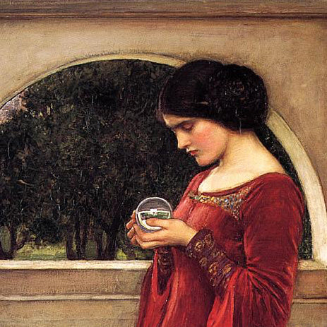 The Crystal Ball - John William Waterhouse“ - The Crystal Ball” (1902) Gothic Fine Art Print
