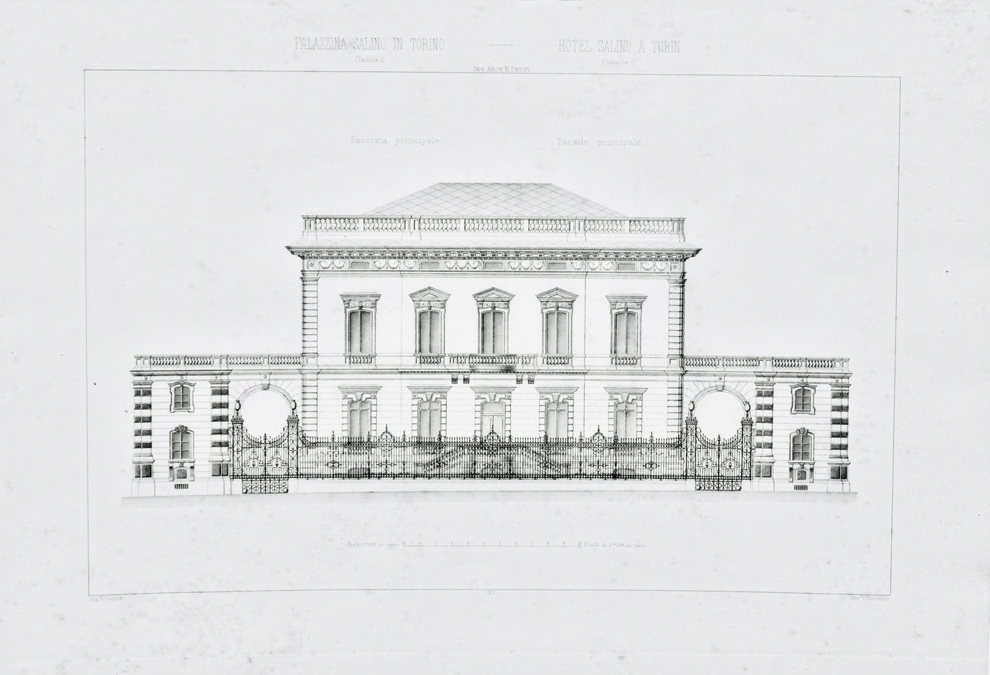 Architectural Drawing, Palazzina Salino, Main Facade - Room Four