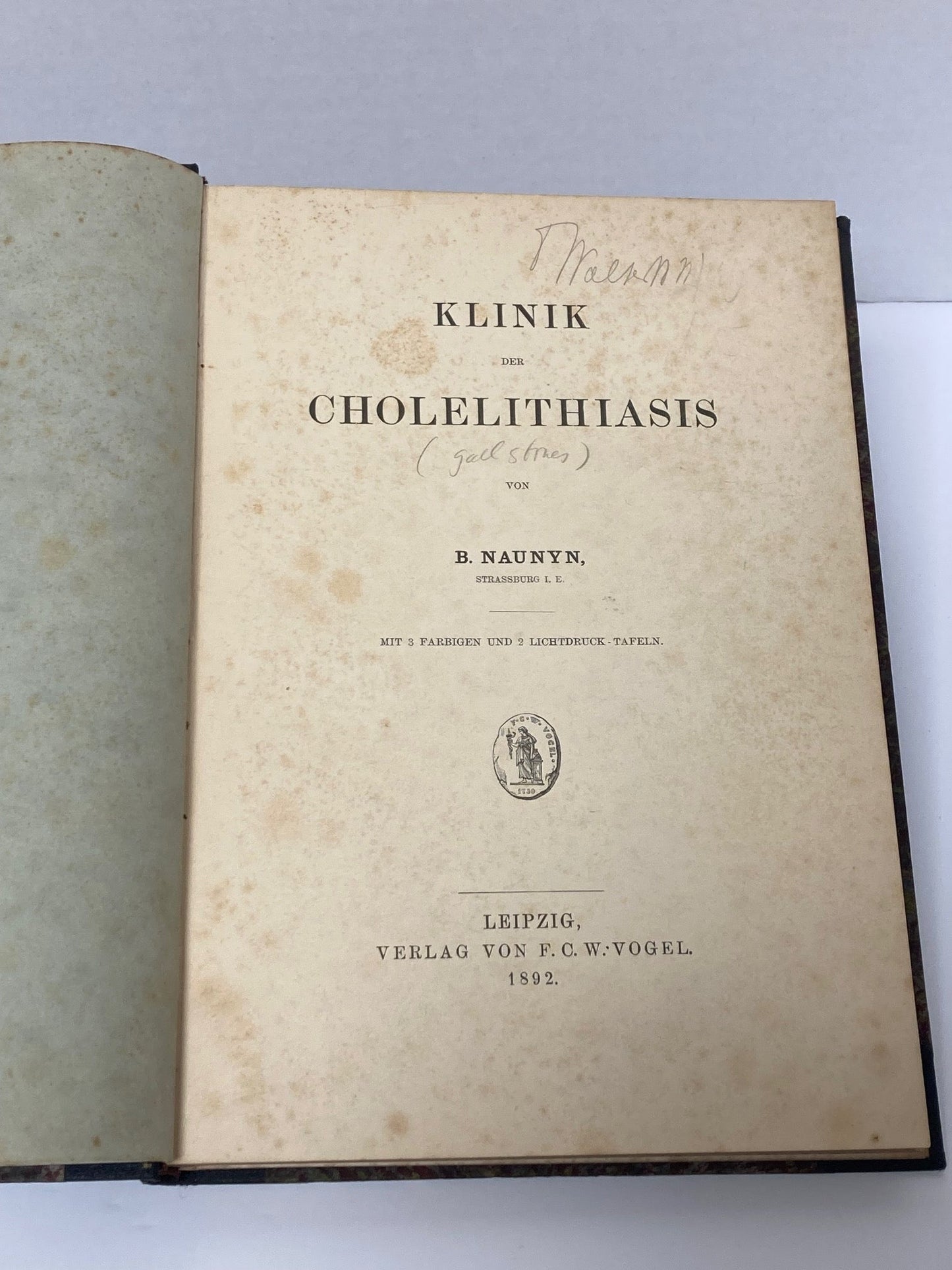Klinik der Cholelithiasis, First Edition, 1892,(Gall Stones) - Room Four