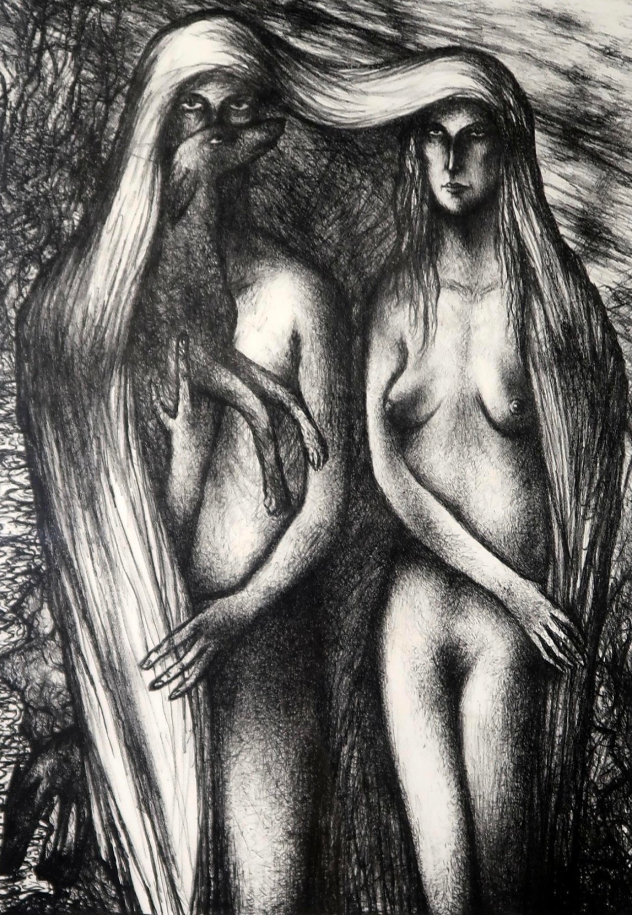 Limited Edition Black & White Lithographic Print Original Signed “Rain” Joseph Urie Art - Room Four