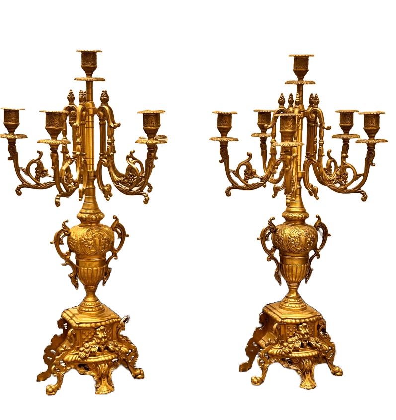 Sold - Italian Brass Candelabras 19th century - Room Four