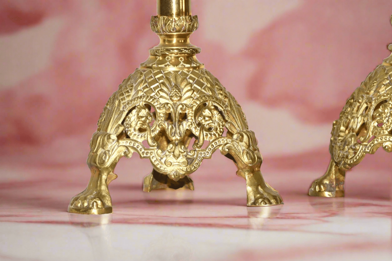 Tall Antique Victorian Pricket Candlesticks a Pair 19th Century - Room Four