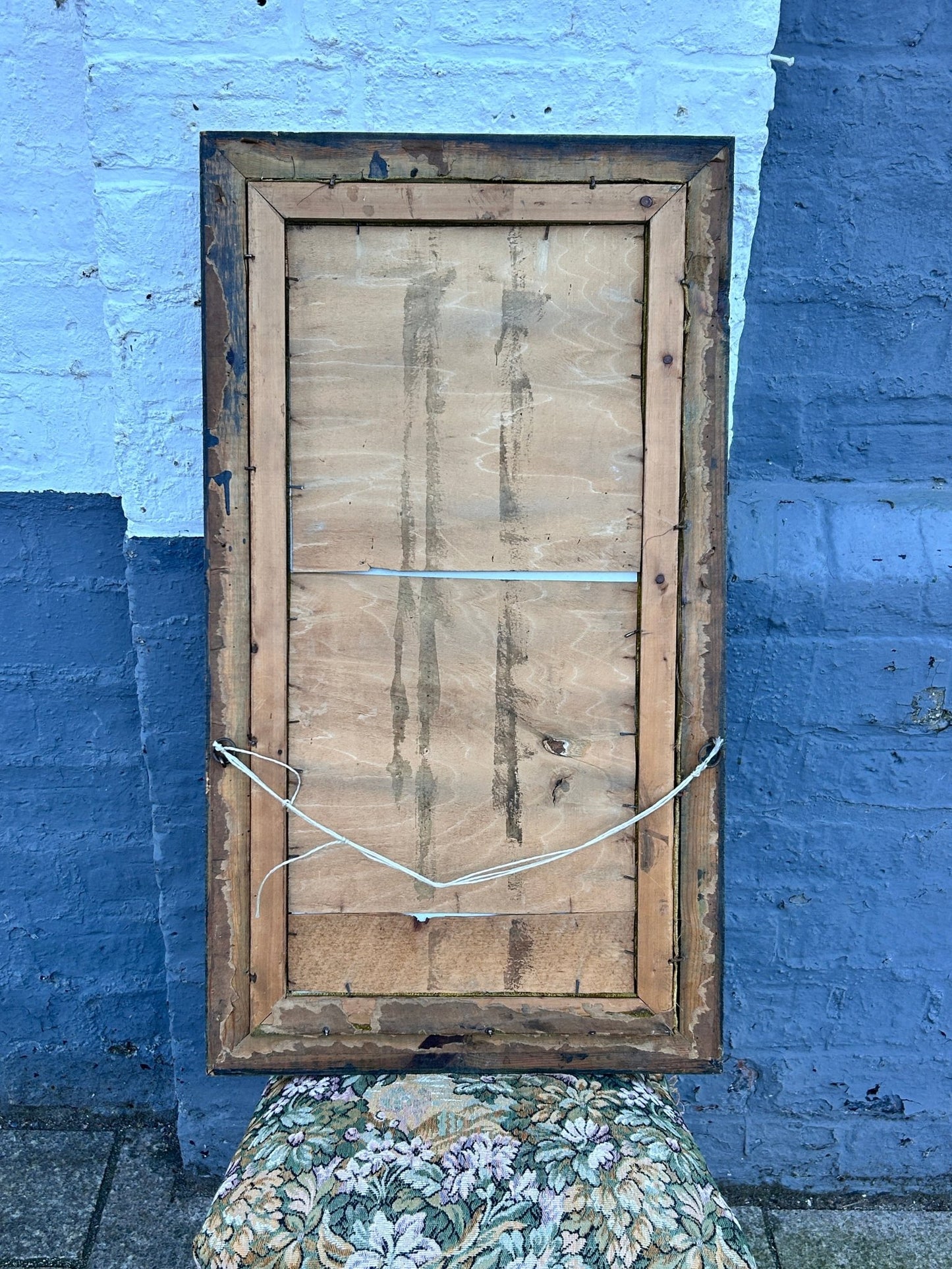 Vintage Gilt Framed Floral Painting on Milk Glass - Room Four