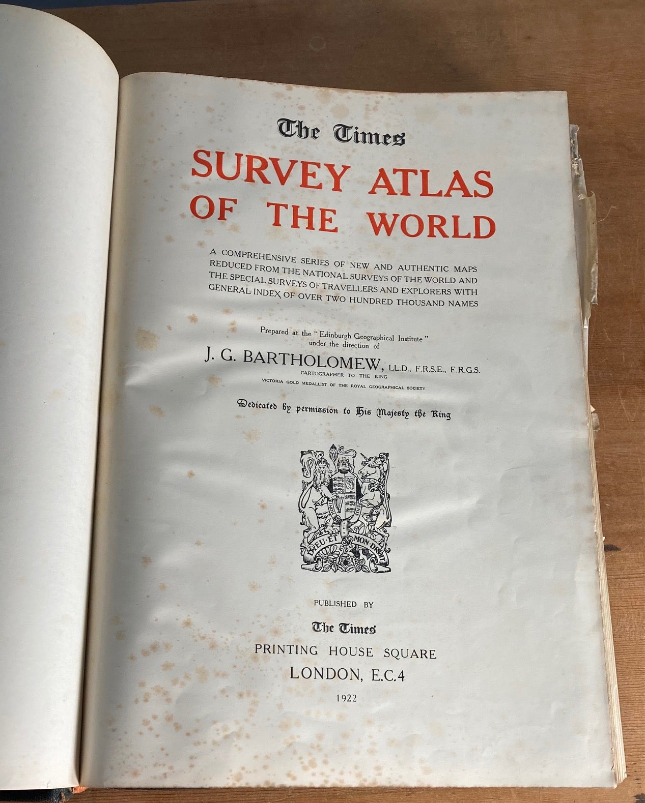 WORLD ATLAS, SELFRIDGE EDITION, 1922