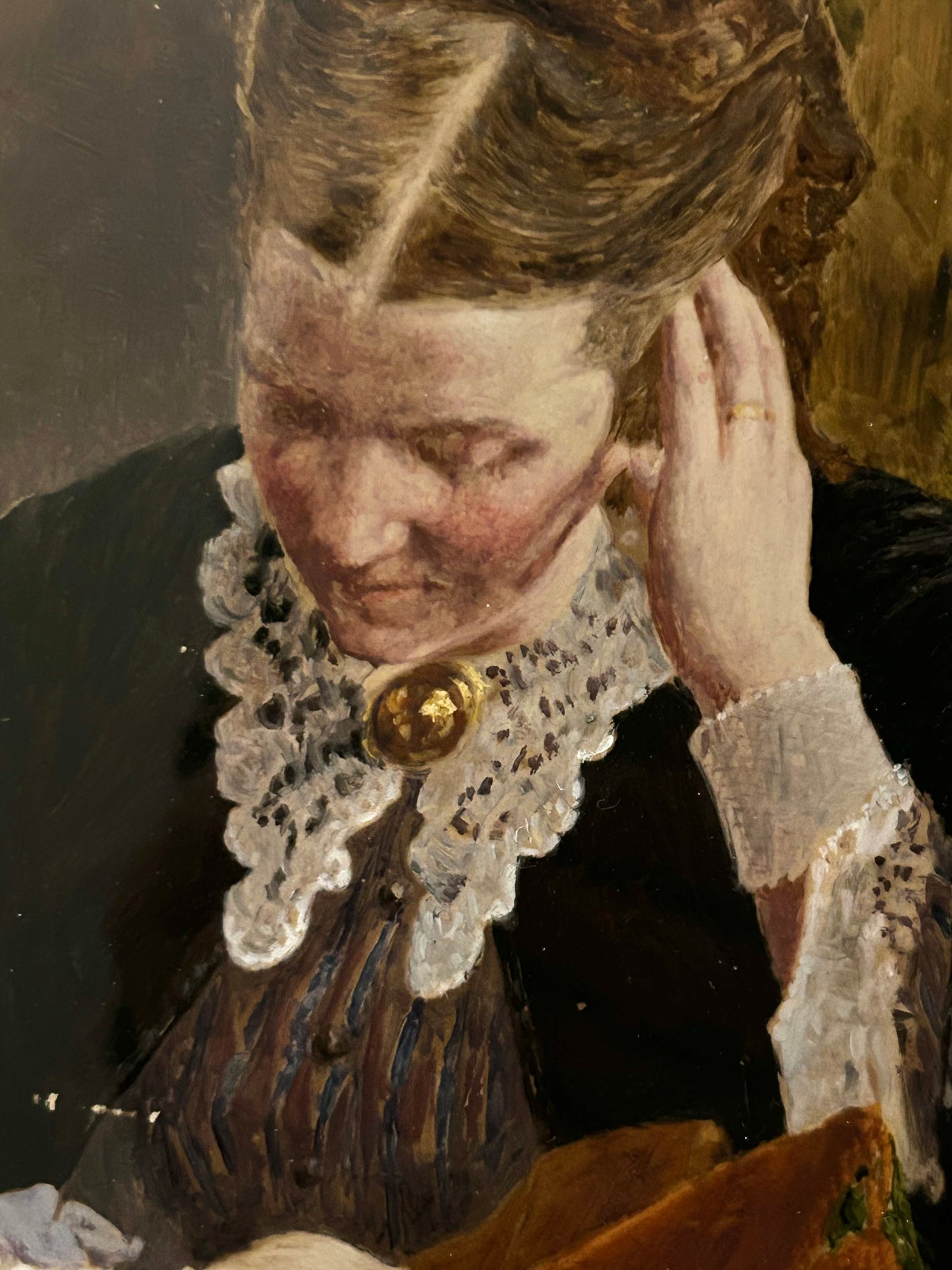 Victorian Post‑Mortem Photograph – Overpainted Mother and Child Memorial Portrait (c.19th Century)