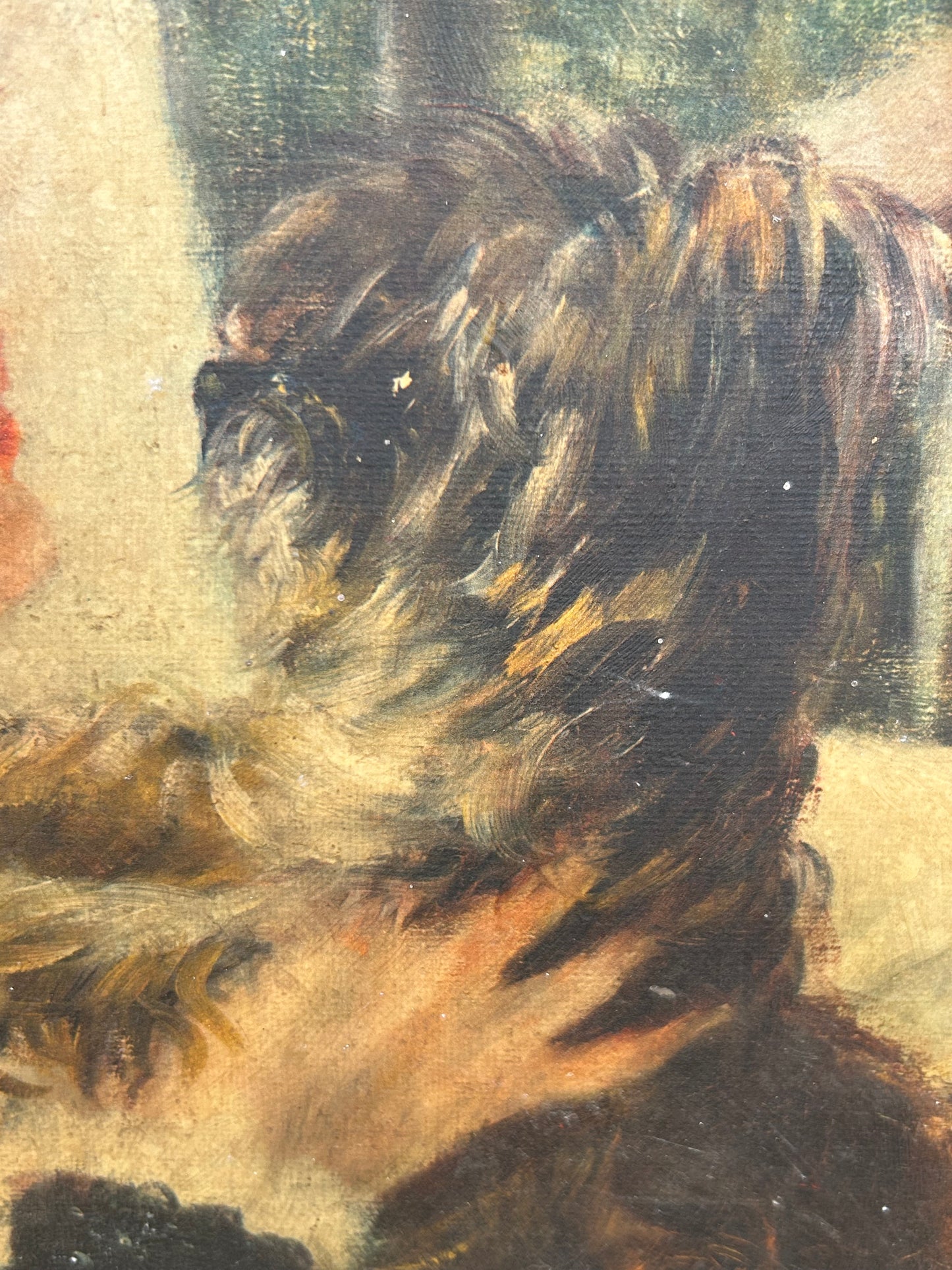 Vintage Impressionist Oil Painting – Woman with Dog – Framed by K.J. Bredon’s Bookshop Brighton