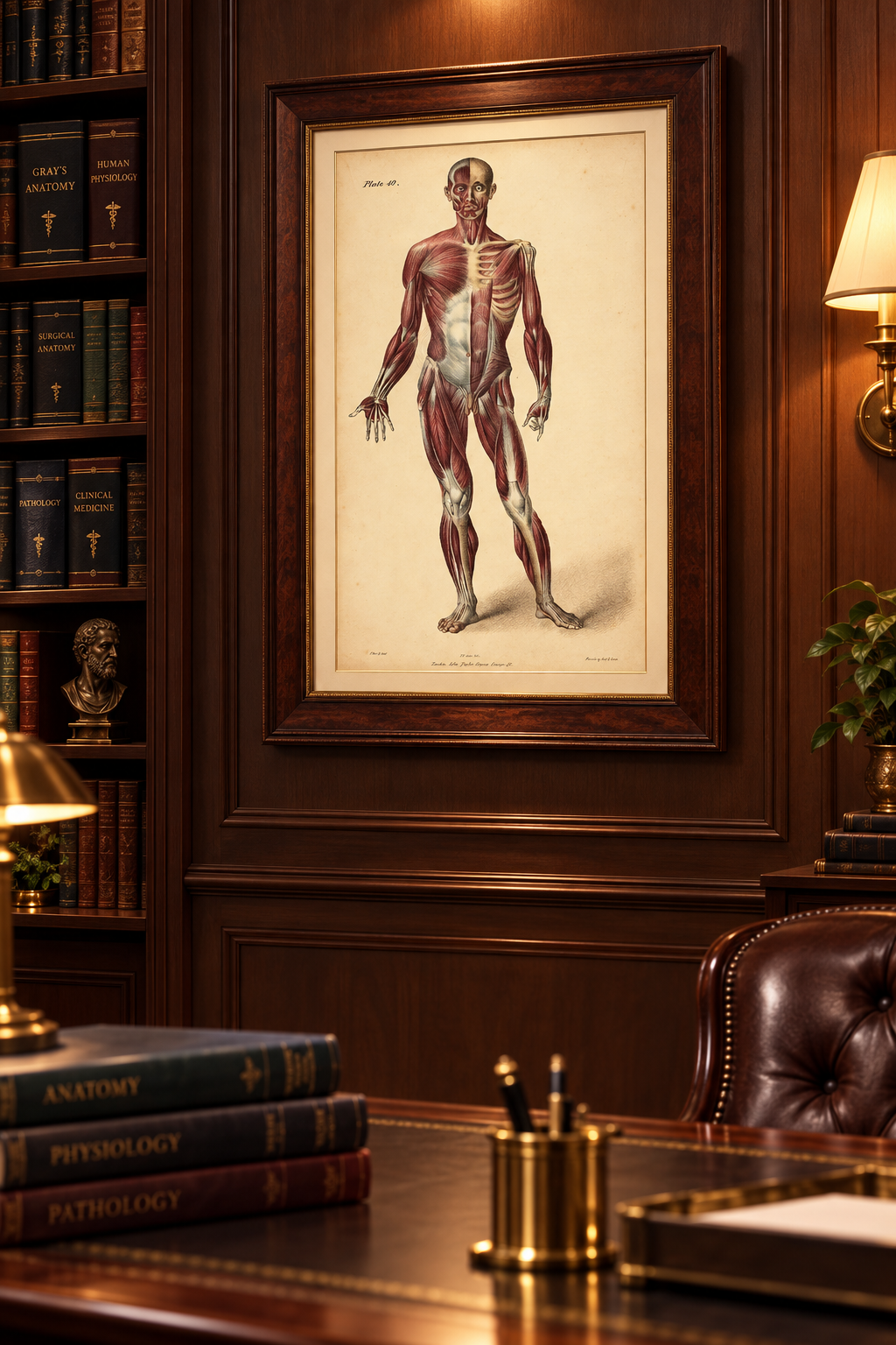 Quain Original  19th c. Anatomical Print – Full-Length Figure Plate 49