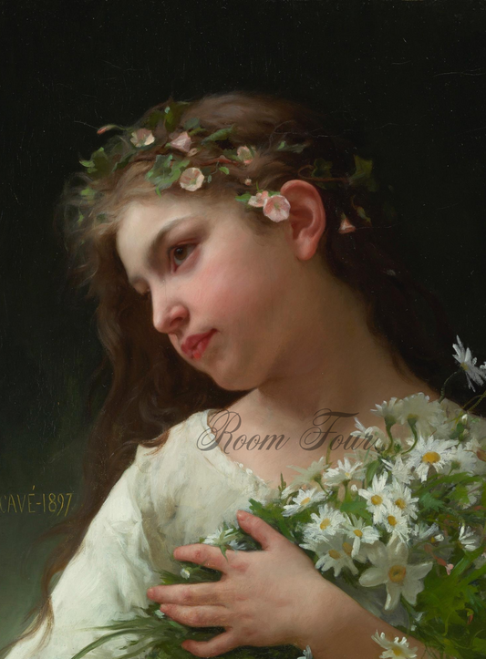 Girl with Daisies, 1897 – Jules‑Cyrille Cavé | Fine Art Print