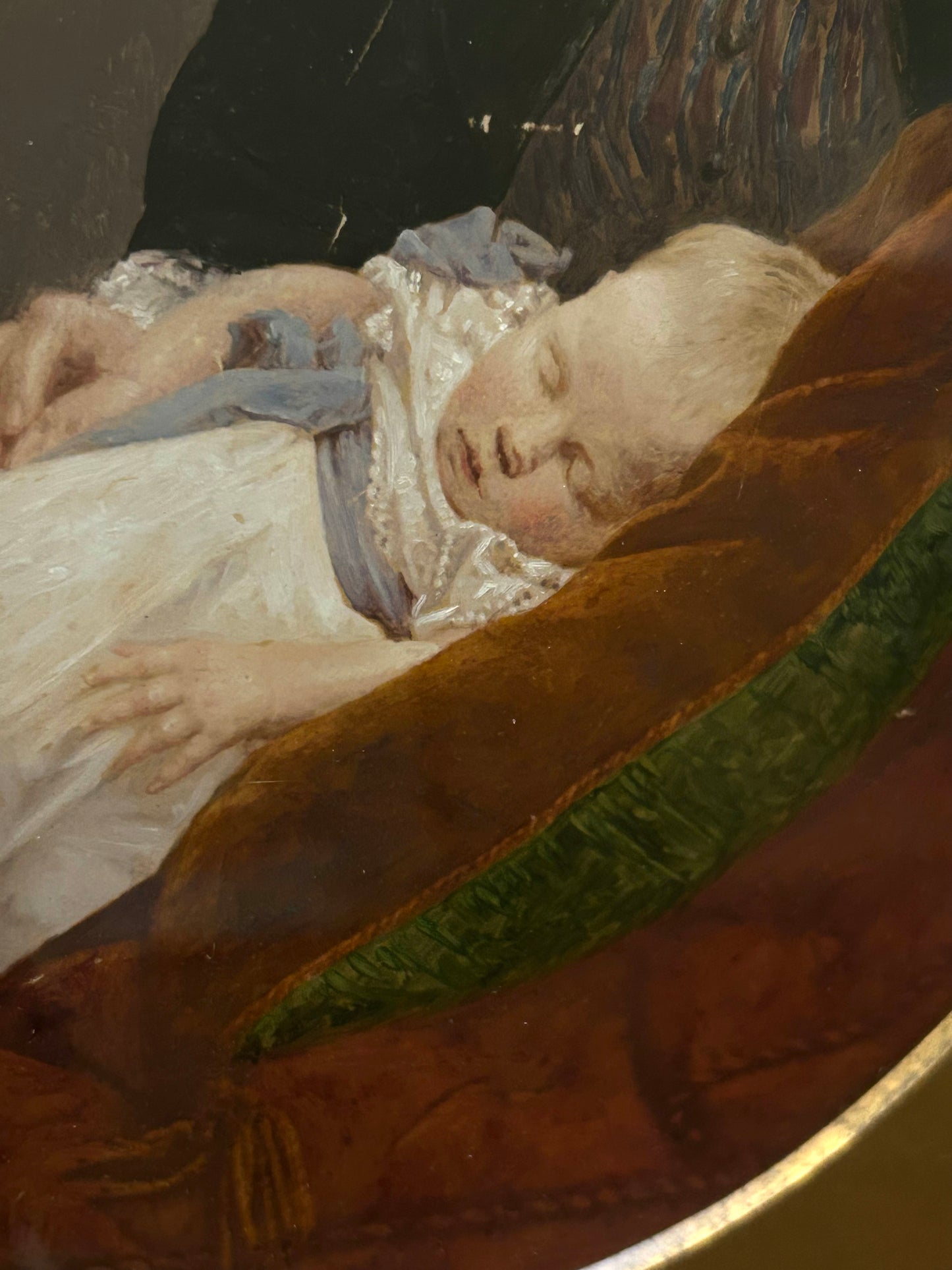 Victorian Post‑Mortem Photograph – Overpainted Mother and Child Memorial Portrait (c.19th Century)