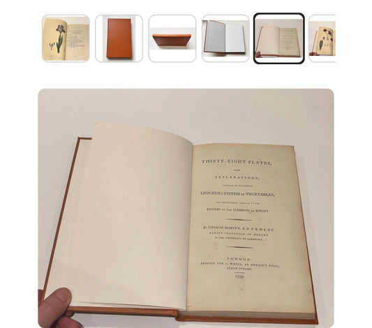 1799 Botanical Glossary by Thomas Martyn — Antique Linnaean Science Book (Rebound)