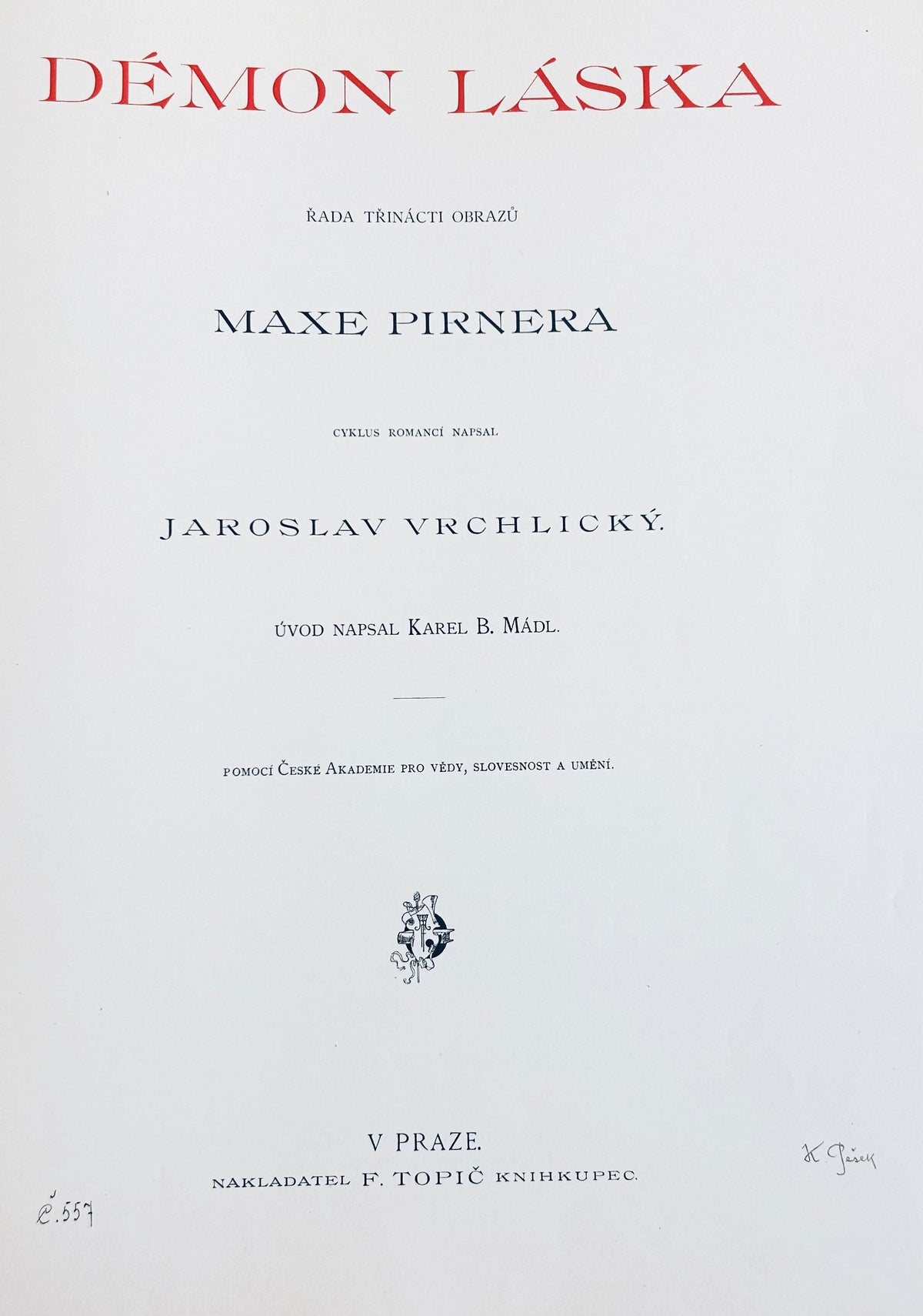 Max Pirner – Antique Print/Demon Laska, Prague 1893 - K Smrti (To Death) | Démon Láska Plate XI, Original 1893 Photogravure
