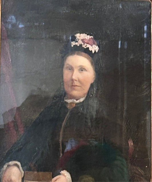 Victorian Gilt Framed Portrait Woman in Black