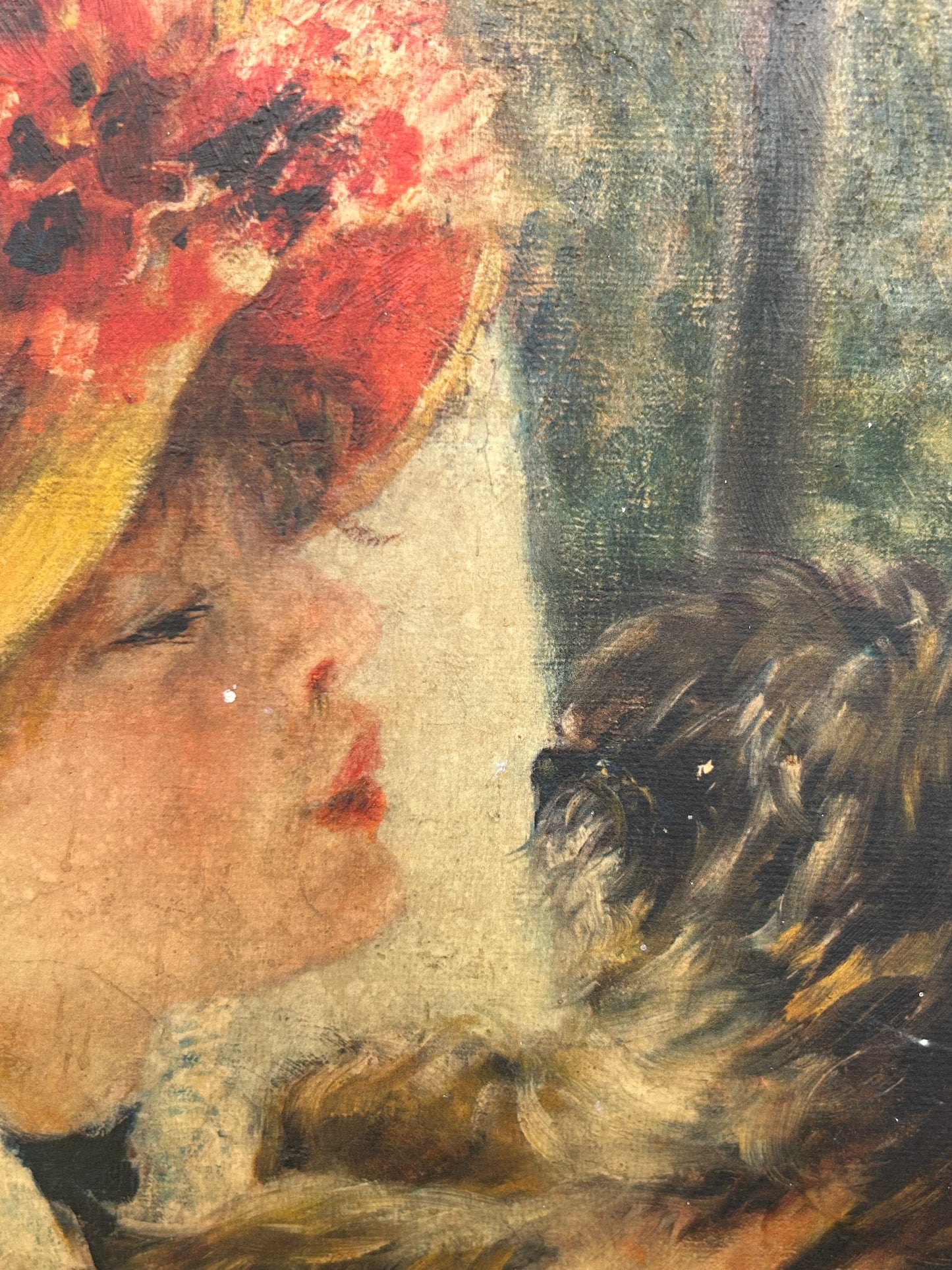 Vintage Impressionist Oil Painting – Woman with Dog – Framed by K.J. Bredon’s Bookshop Brighton