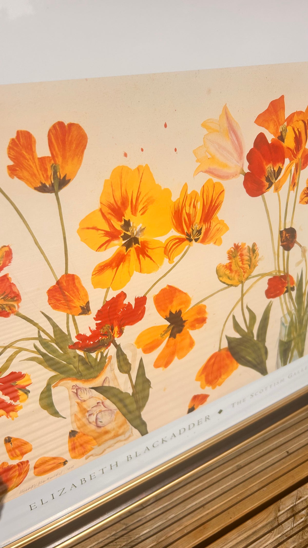 Vintage Elizabeth Blackadder Tulips Red & Yellow Framed Print 1999