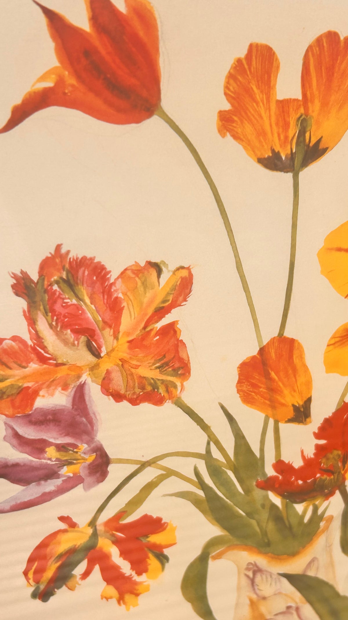 Vintage Elizabeth Blackadder Tulips Red & Yellow Framed Print 1999
