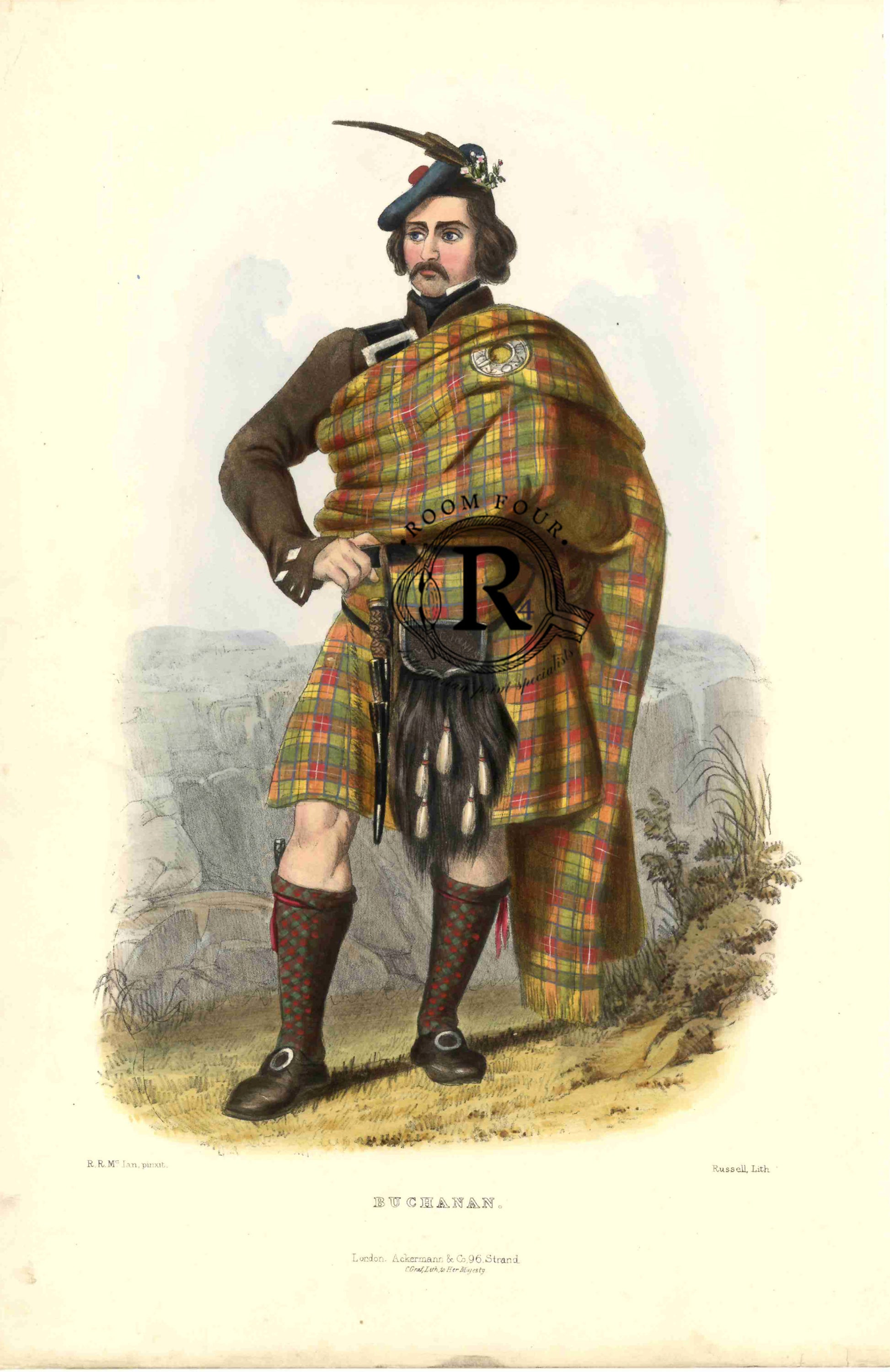 Scottish Heritage Clan Art Print - BUCHANAN - &nbsp;A GENUINE antique — NOT a reproduction