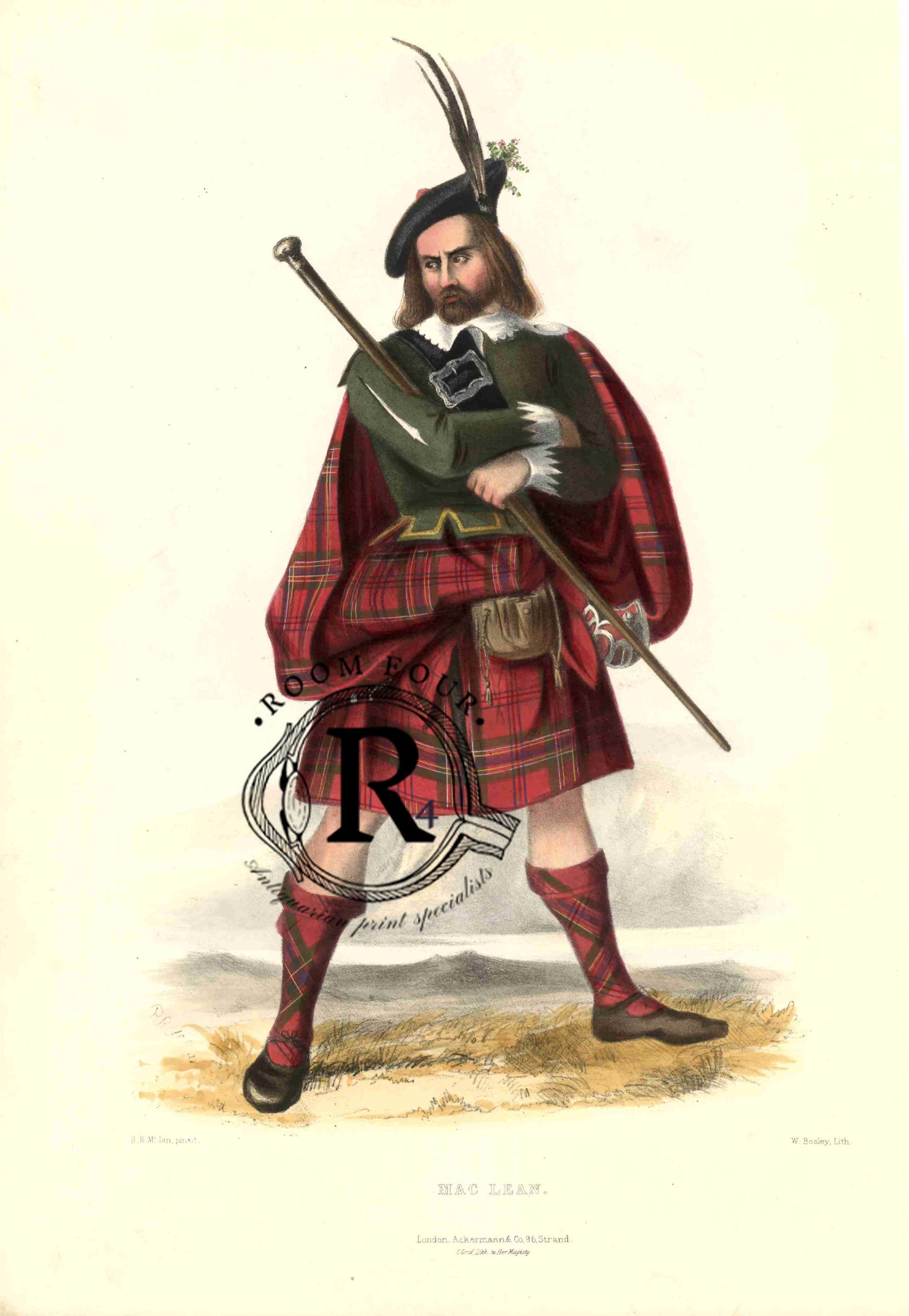 MACLEAN - The Clans of the Scottish Highlands was originally published in two volumes between 1845 and 1847 by Ackermann &amp; Co., London.&nbsp;These volumes featured artwork by R. R. McIan, with text by James Logan.