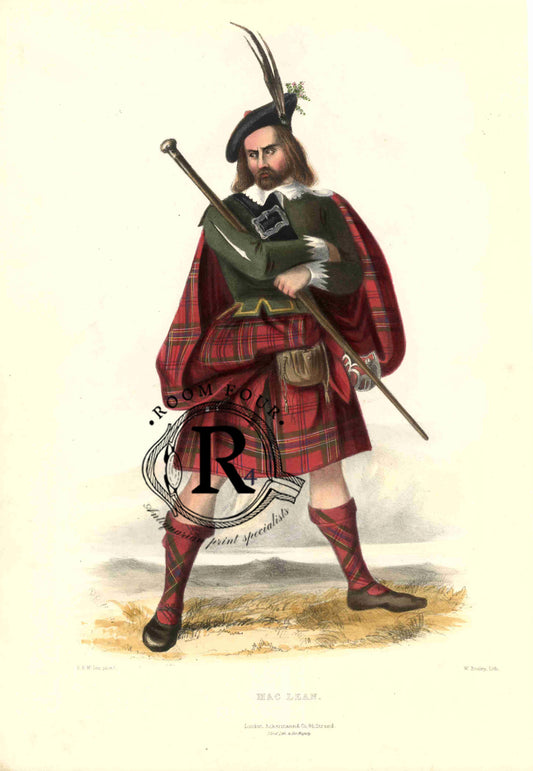 MACLEAN - The Clans of the Scottish Highlands was originally published in two volumes between 1845 and 1847 by Ackermann &amp; Co., London.&nbsp;These volumes featured artwork by R. R. McIan, with text by James Logan.
