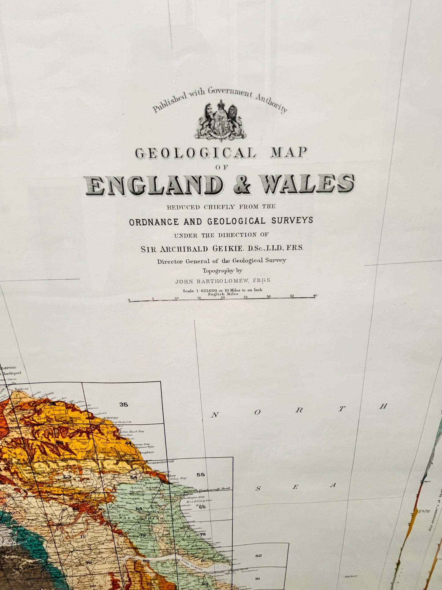 Large Geological Framed Map - England & Wales