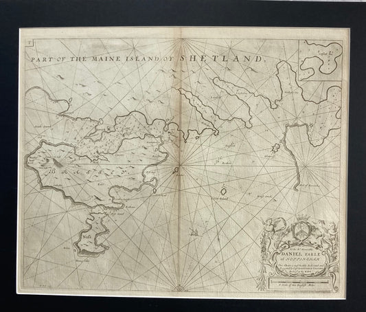 Antique Sea Chart – Shetland Isles  by Greenville Collins (published 1693–1764)