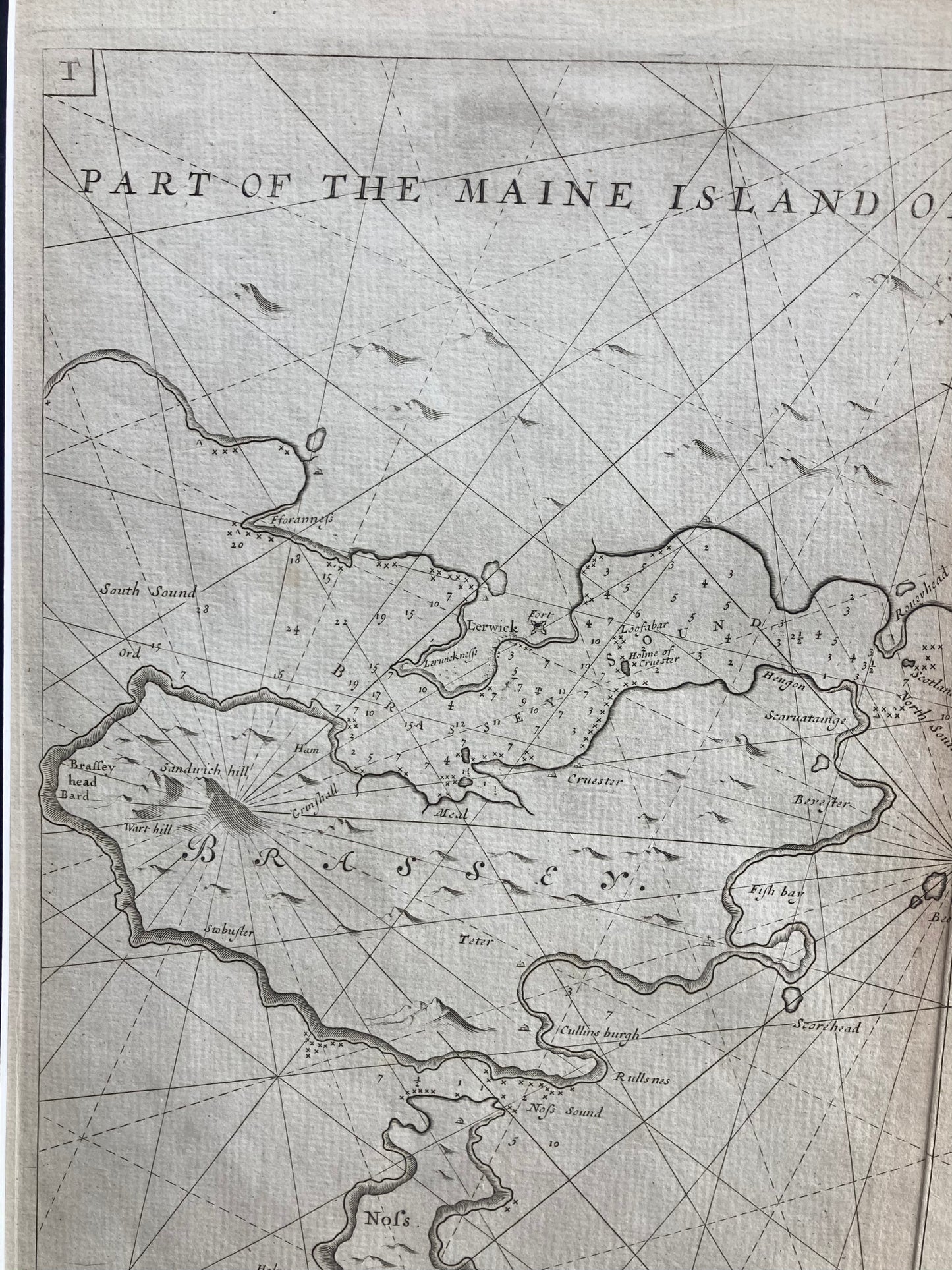 Antique Sea Chart – Shetland Isles  by Greenville Collins (published 1693–1764)