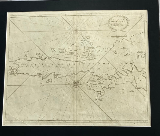 Antique Sea Chart – Shetland Isles (South) by Greenville Collins (published 1693–1764)