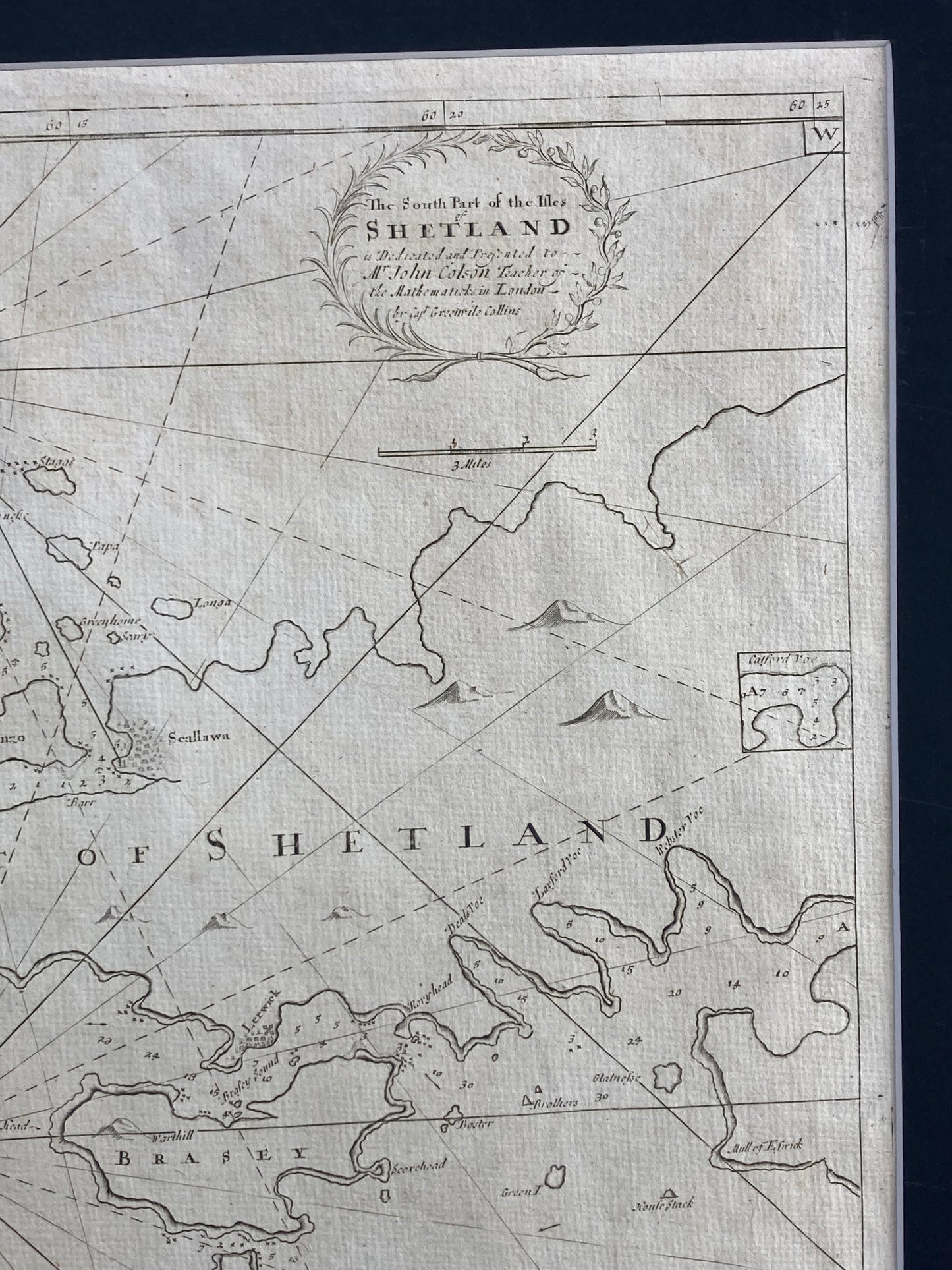 Antique Sea Chart – Shetland Isles (South) by Greenville Collins (published 1693–1764)