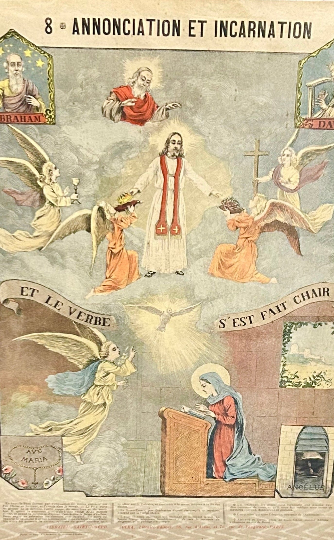 French Religious Catechism Print – "Annunciation Et Incarnation" / The Annunciation No 8