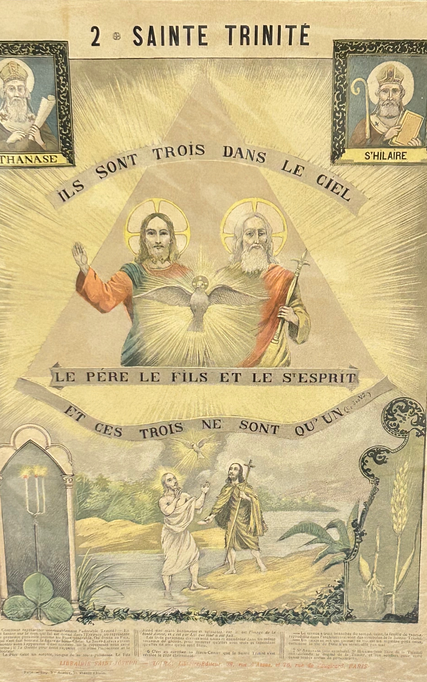 French Religious Catechism Print – "Sainte Trinity" , "The Father The Son & The Holy Spirit  No 2