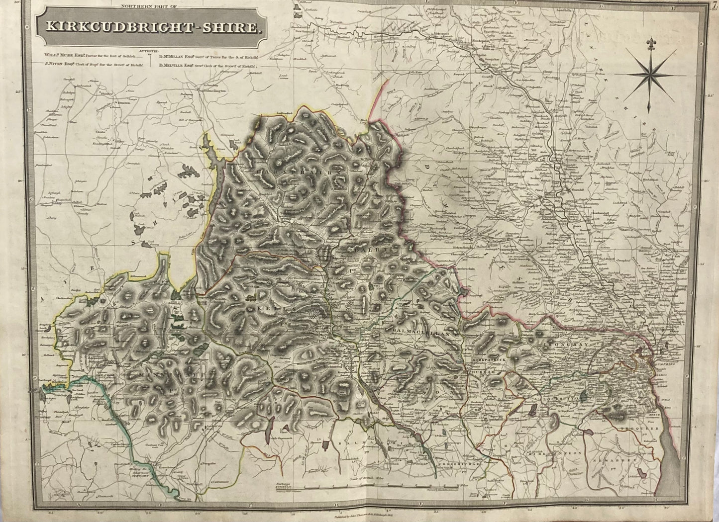 Antique Map, Northern Kirkcudbright-Shire , 1821