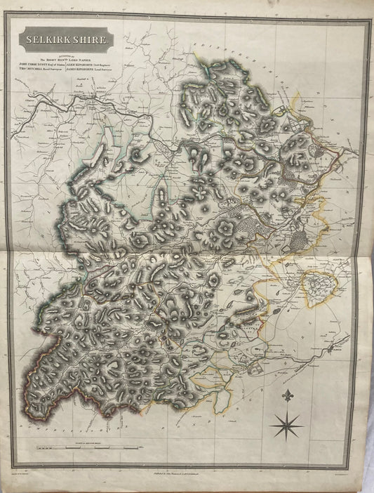 Antique Map, Selkirkshire, Scotland 1824