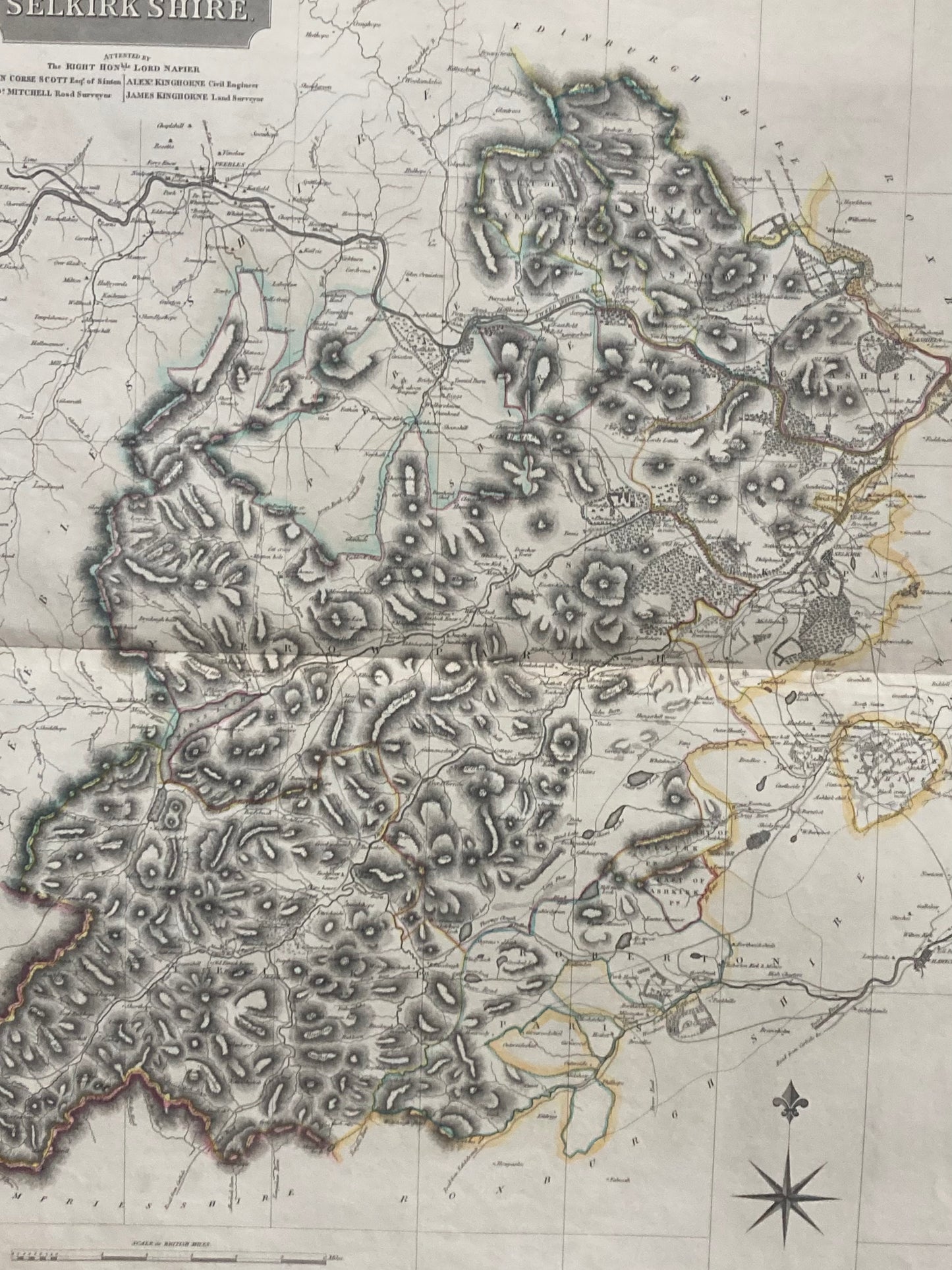 Antique Map, Selkirkshire, Scotland 1824