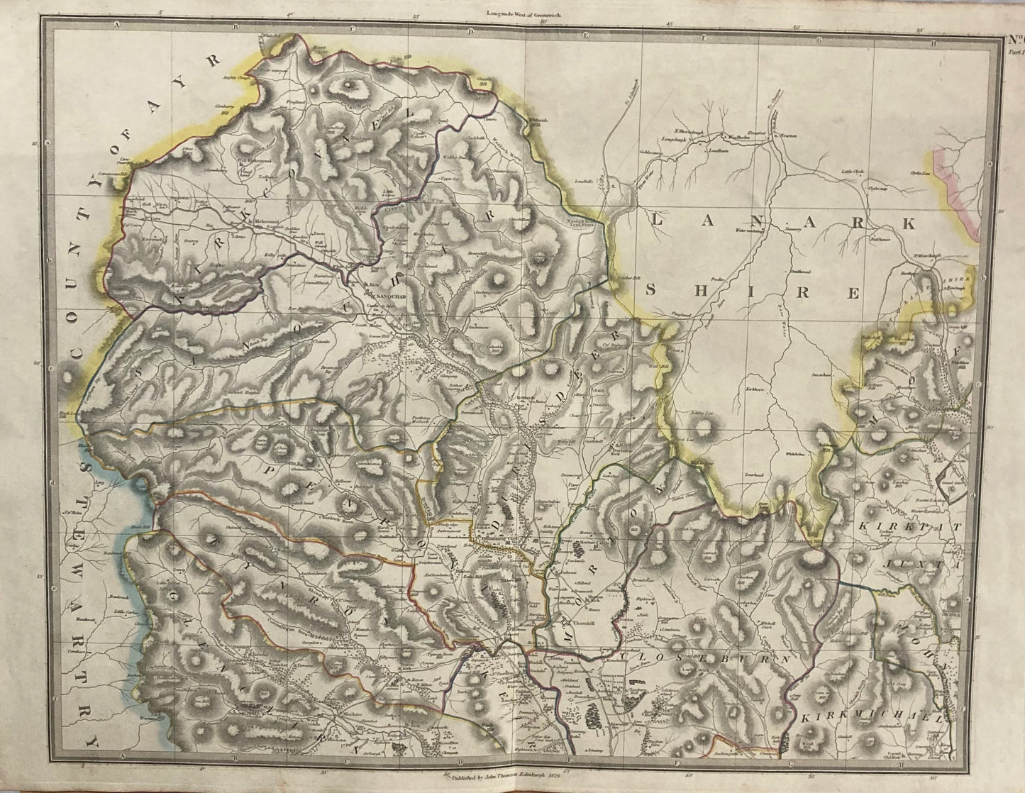 Antique Map, Dumfriesshire, Scotland 1828 , part 1st