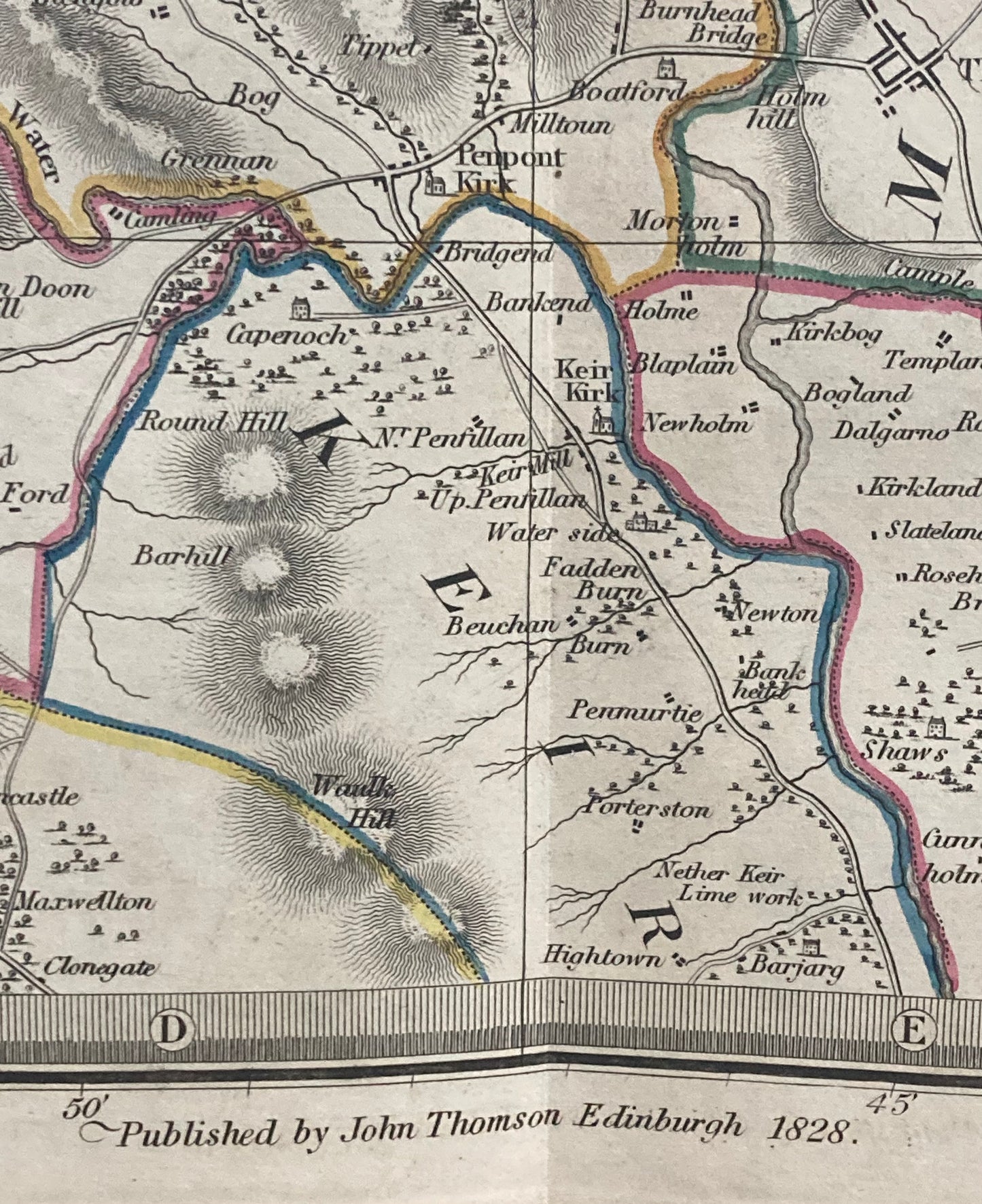 Antique Map, Dumfriesshire, Scotland 1828 , part 1st