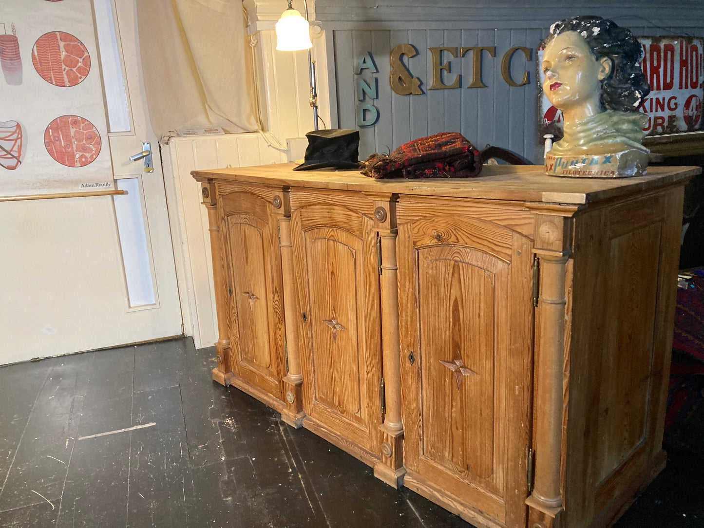 Antique French Pine Shop Counter
