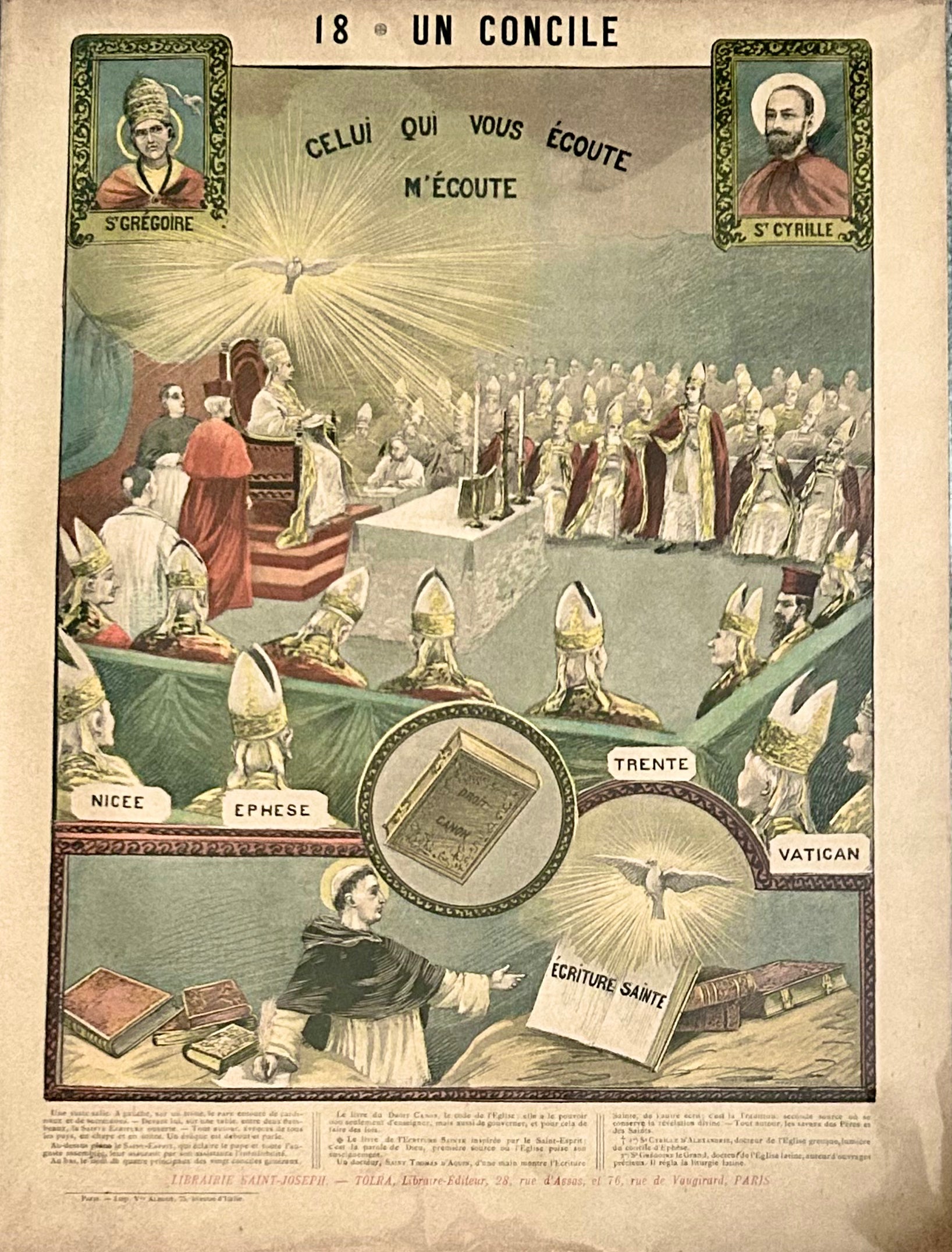 Antique French Religious Chromolithograph “Un Concile” Plate 18, c.1899 – Librairie Saint-Joseph Tolra, Paris