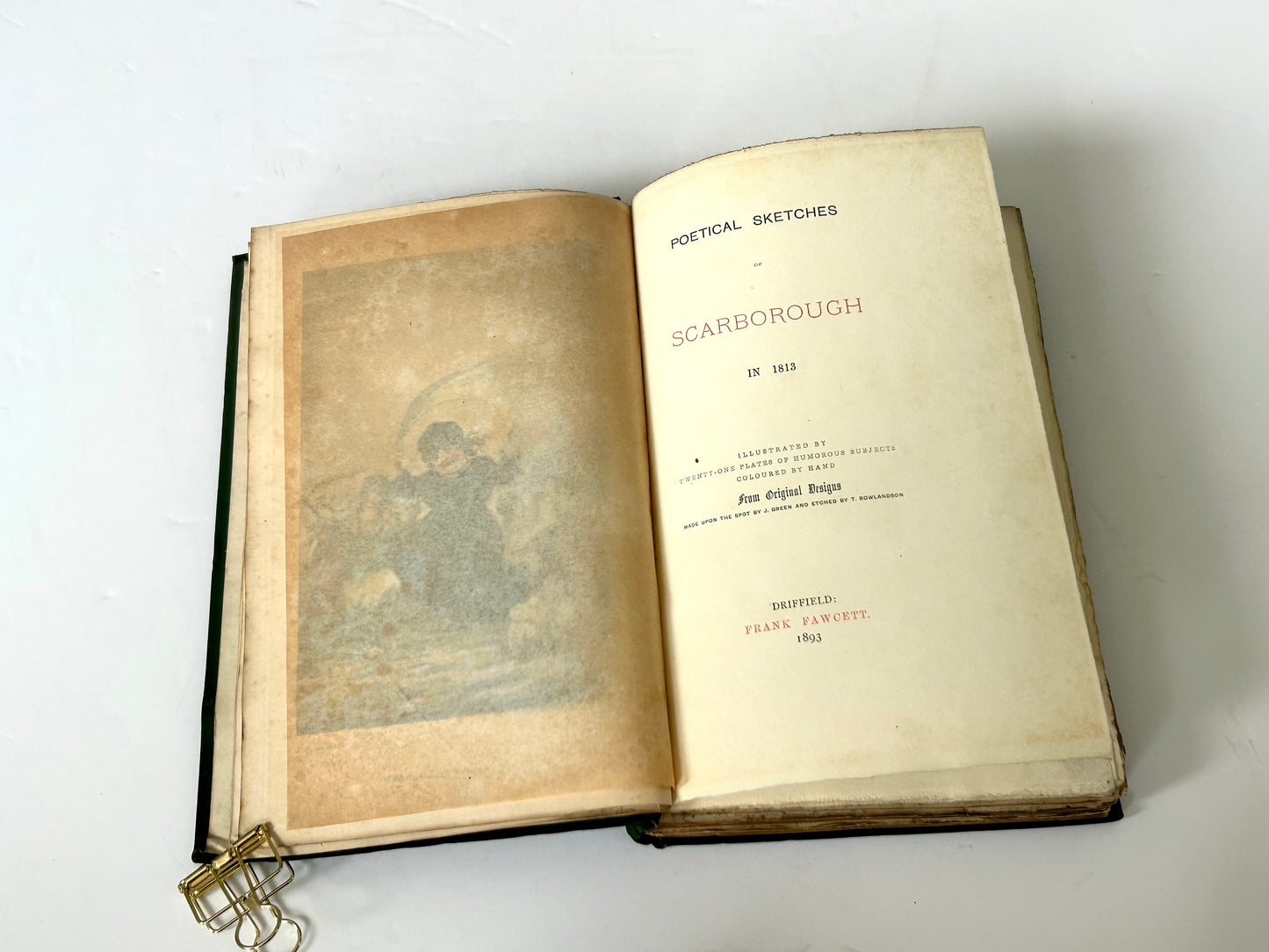Rare 1893 Limited Edition Poetical Sketches of Scarborough – Signed by F. Moore of Rolston Hall, Hand-Coloured Plates