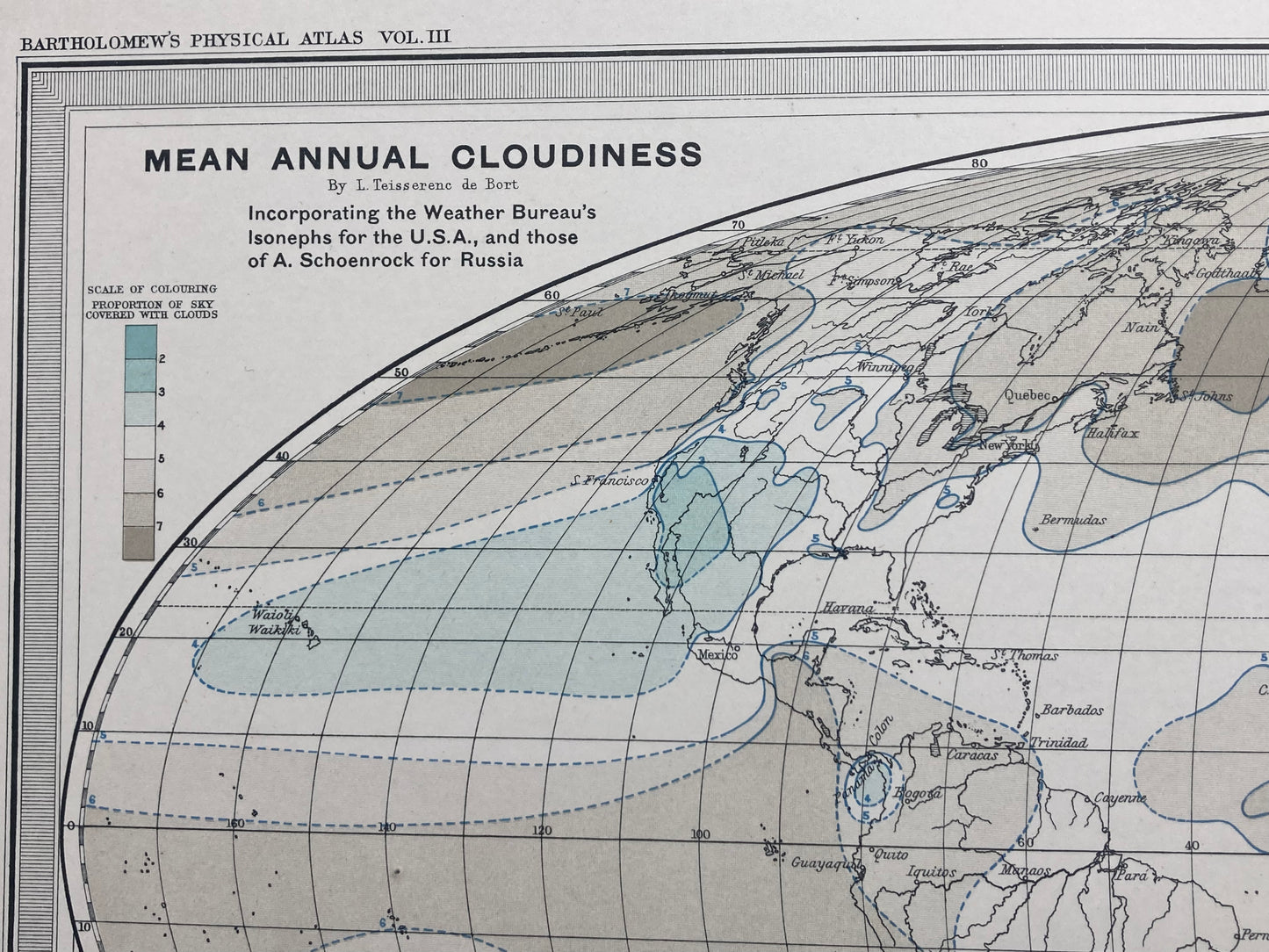 Antique Meteorological Map of Clouds & Rainfall – Vintage Weather Chart, 19th Century
