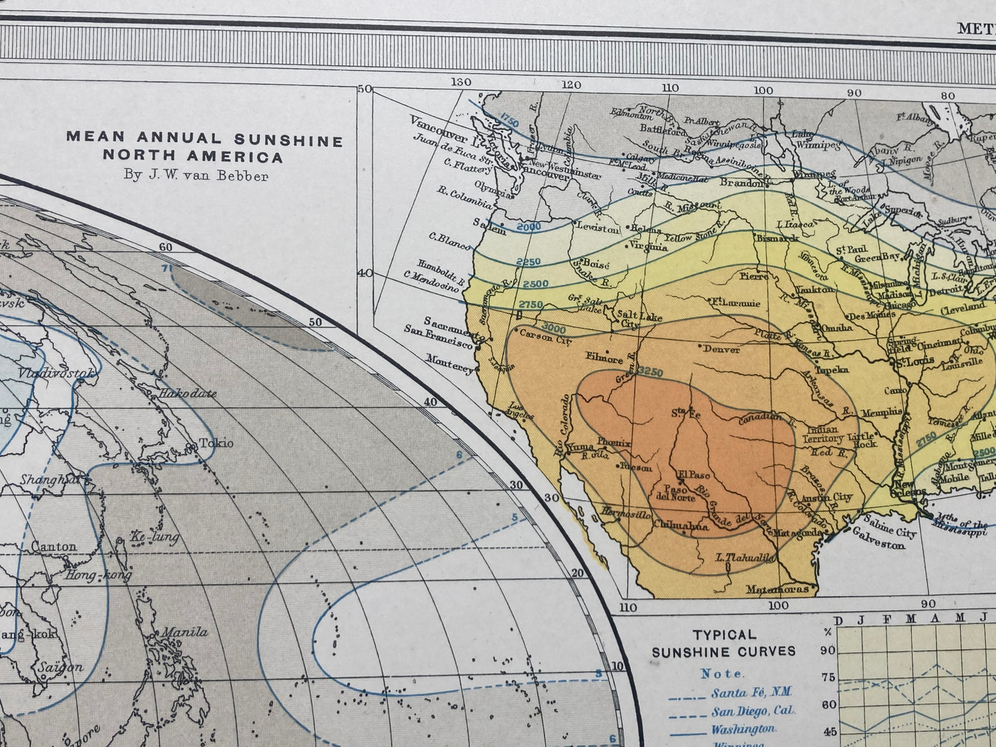 Antique Meteorological Map of Clouds & Rainfall – Vintage Weather Chart, 19th Century